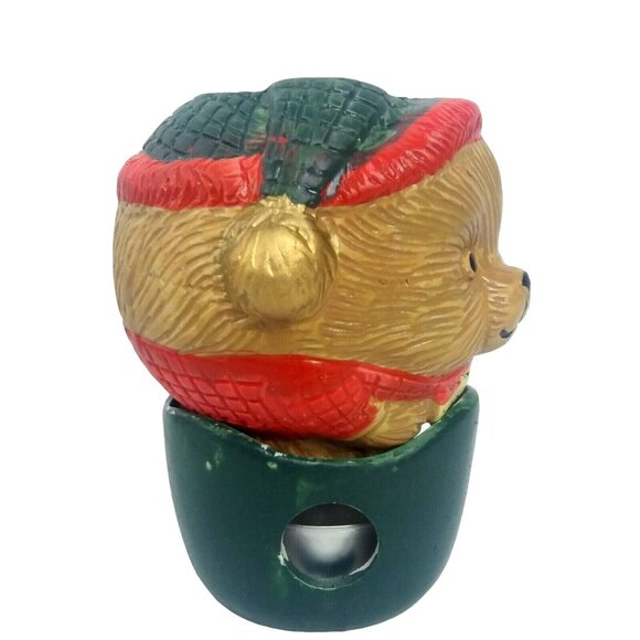 Vintage Christmas Teddy Bear Potpourri Pot Ceramic Room Decor - Picture 4 of 8